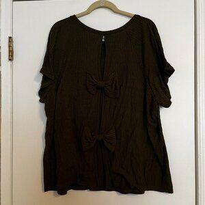 Shein Size 4xl Olive Green Blouse with Bow Design in Back